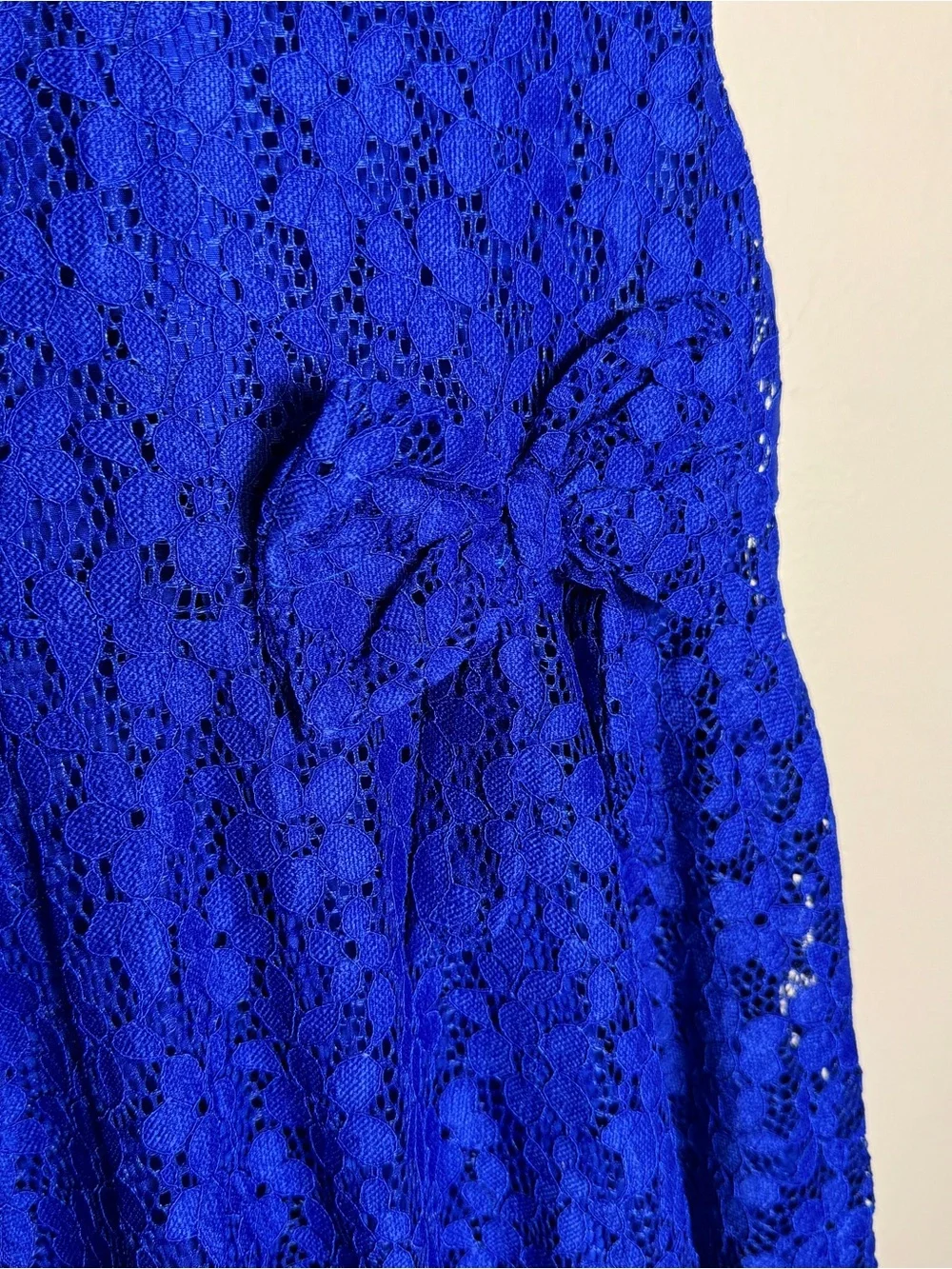 Saeaby Girls 6/7 Royal Blue Floral Lace Bow Party Dress NWT